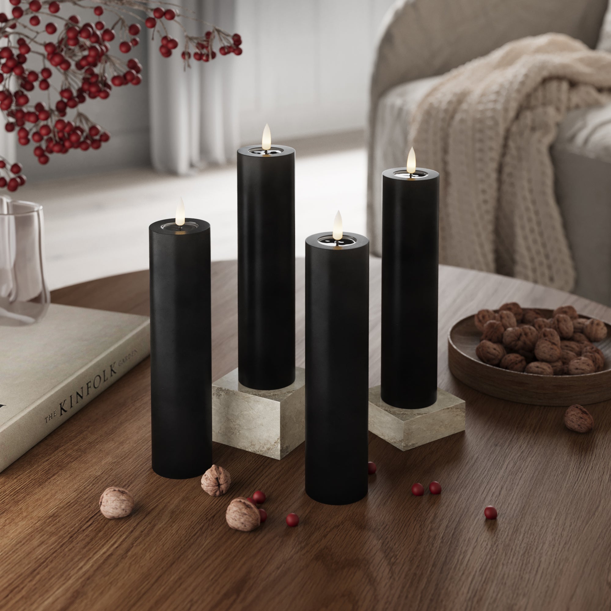 Φώτα μπλοκ LED Ø 5 x 20 cm Μαύρο - 4 τεμ.