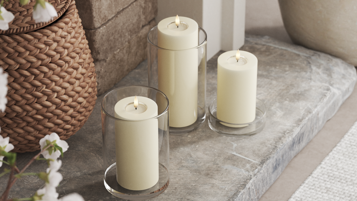 LED Blokker lys med naturtro LED flamme