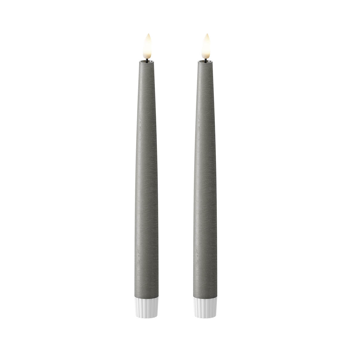 LED Kronelys 2 stk, Ø 2,2 x 25 cm Mørkegrå