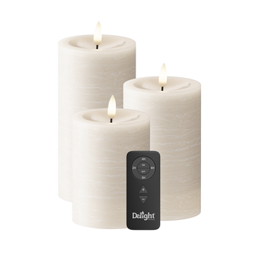 LEDs Vela pilar Pacote de 3, Ø 7,5 x 10/12,5/15 cm Marfim