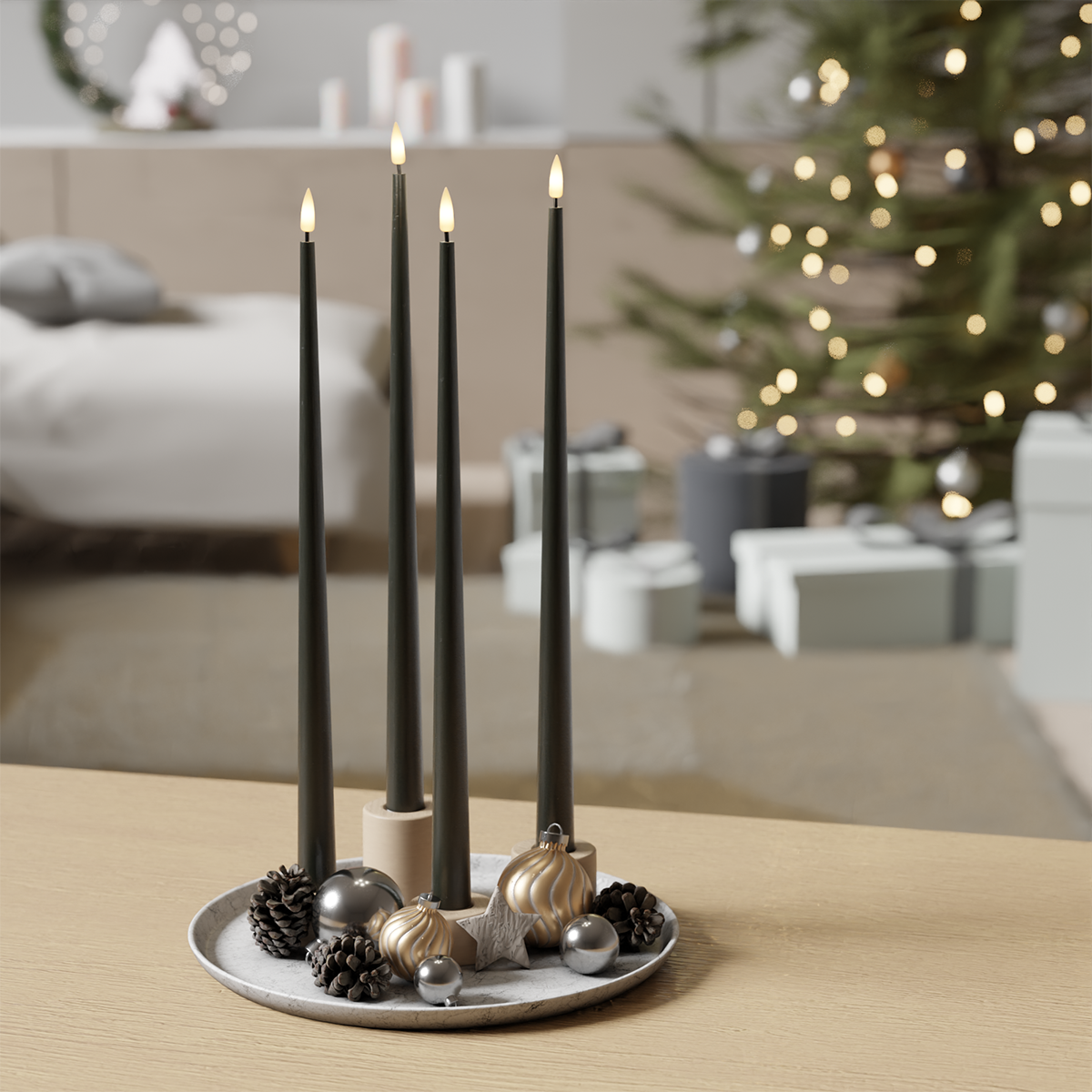 Deluxe Homeart LED-küünlavalguse pakett – Tumeroheline - 4 tükki 38 cm 1