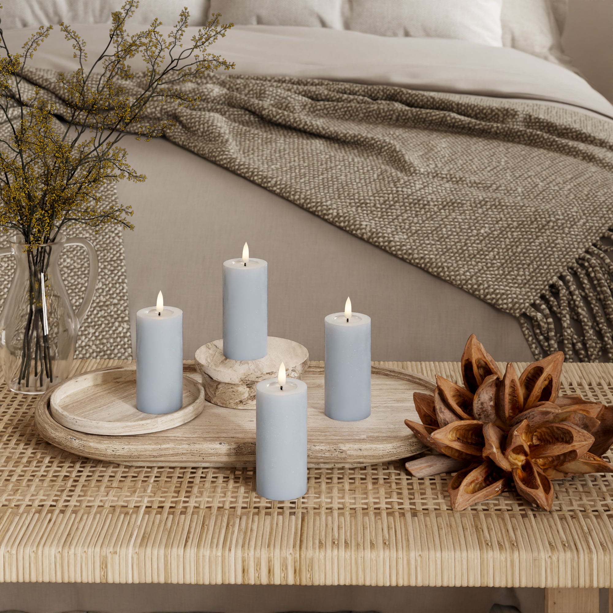 Světla bloku LED Ø 5 x 10 cm Zaprášená modrá - 4 ks