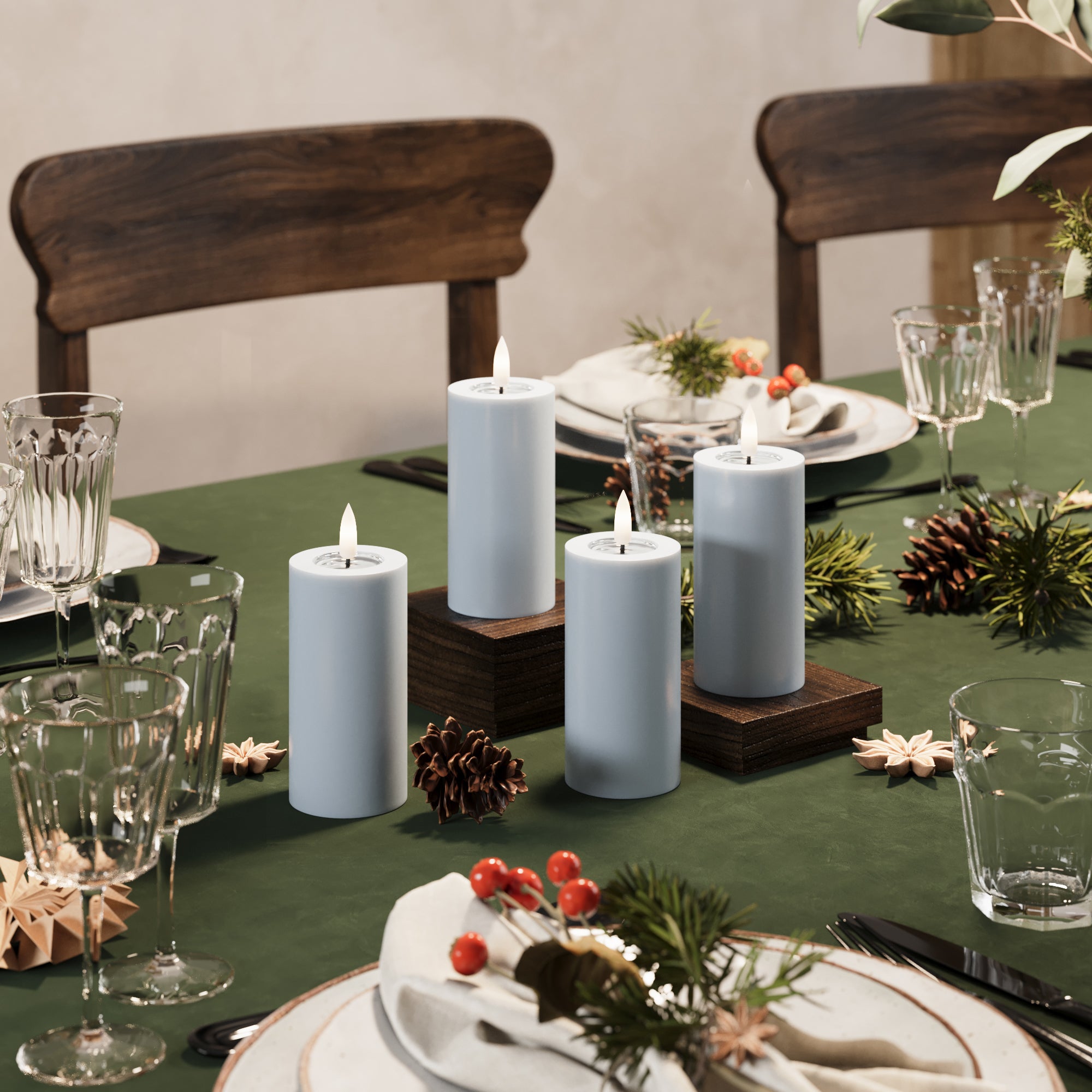 Světla bloku LED Ø 5 x 10 cm Zaprášená modrá - 4 ks