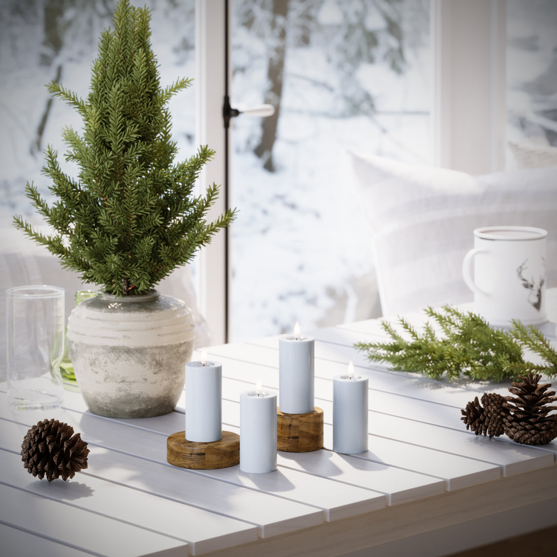 LED blokové svetlá Ø 5 x 10 cm Prašnomodrá - 4 ks