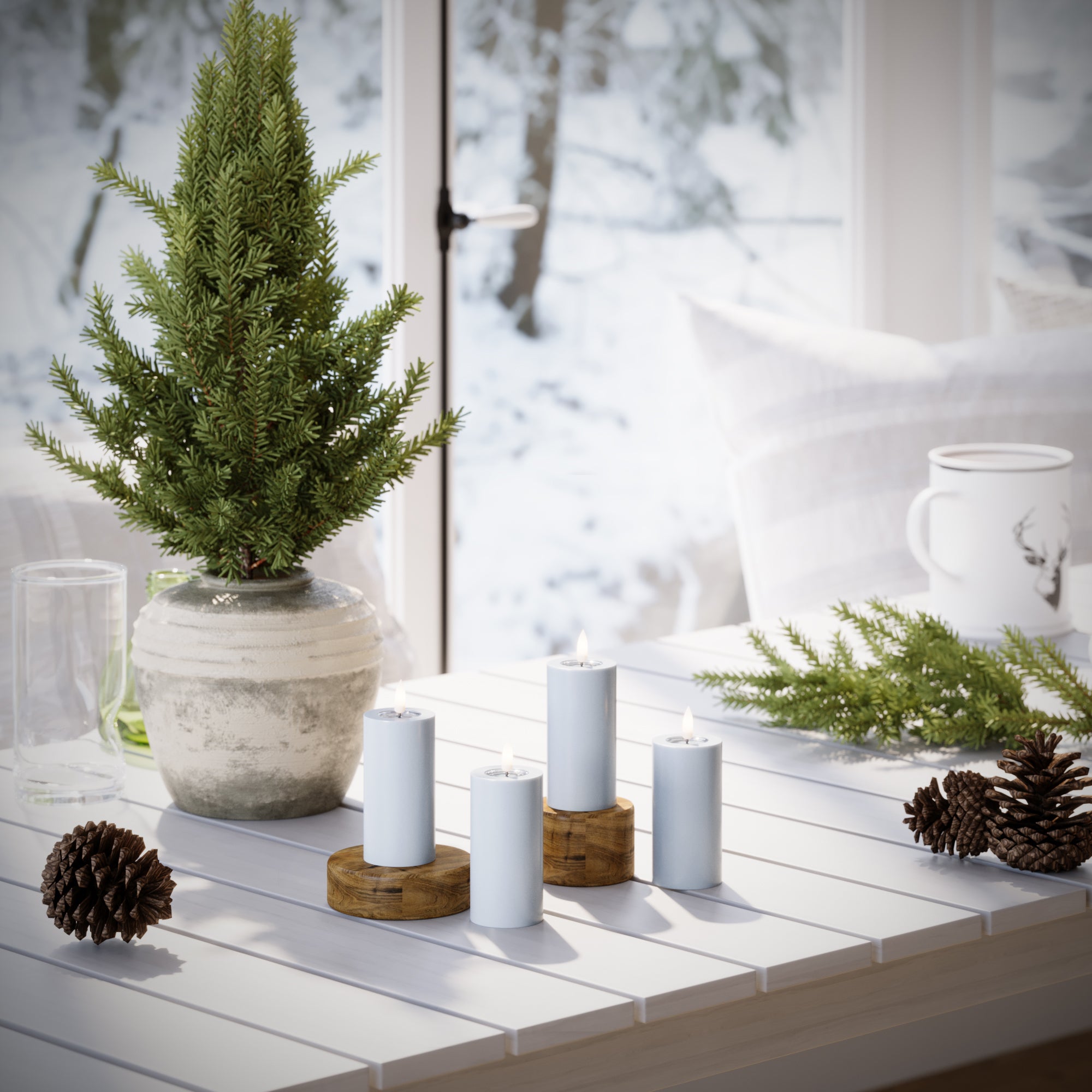 Světla bloku LED Ø 5 x 10 cm Zaprášená modrá - 4 ks