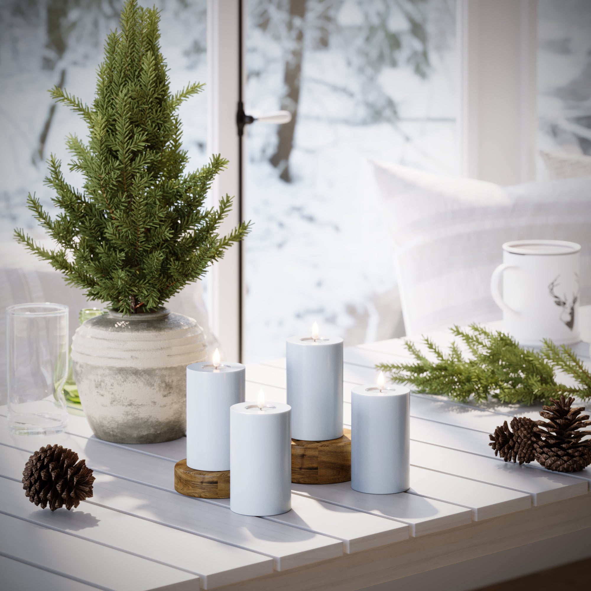 LED blokové svetlá Ø 7,5 x 12,5 cm Prašnomodrá - 4 ks