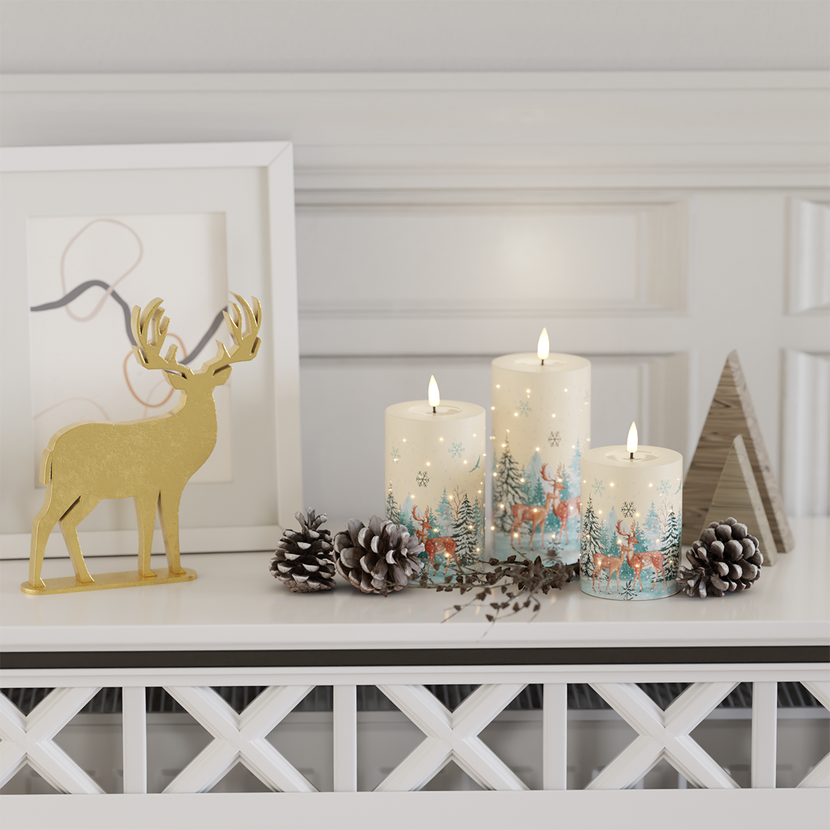 Deluxe Homeart Darčeková krabička na LED voskovú sviečku s vianočným motívom Christmas 2