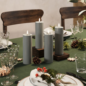 LIDERADO Vela pilar Ø 5 x 15 cm Cinzento - 4 pcs