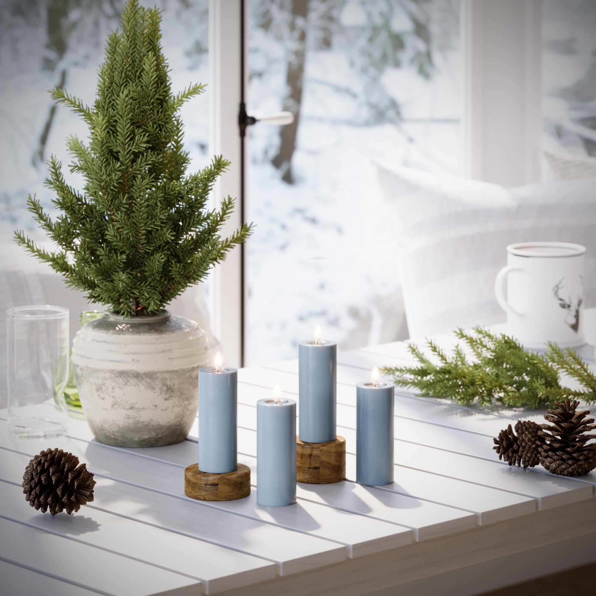 LED blokové světlo Ø 5 x 12,5 cm Ledově modrá - 4 ks