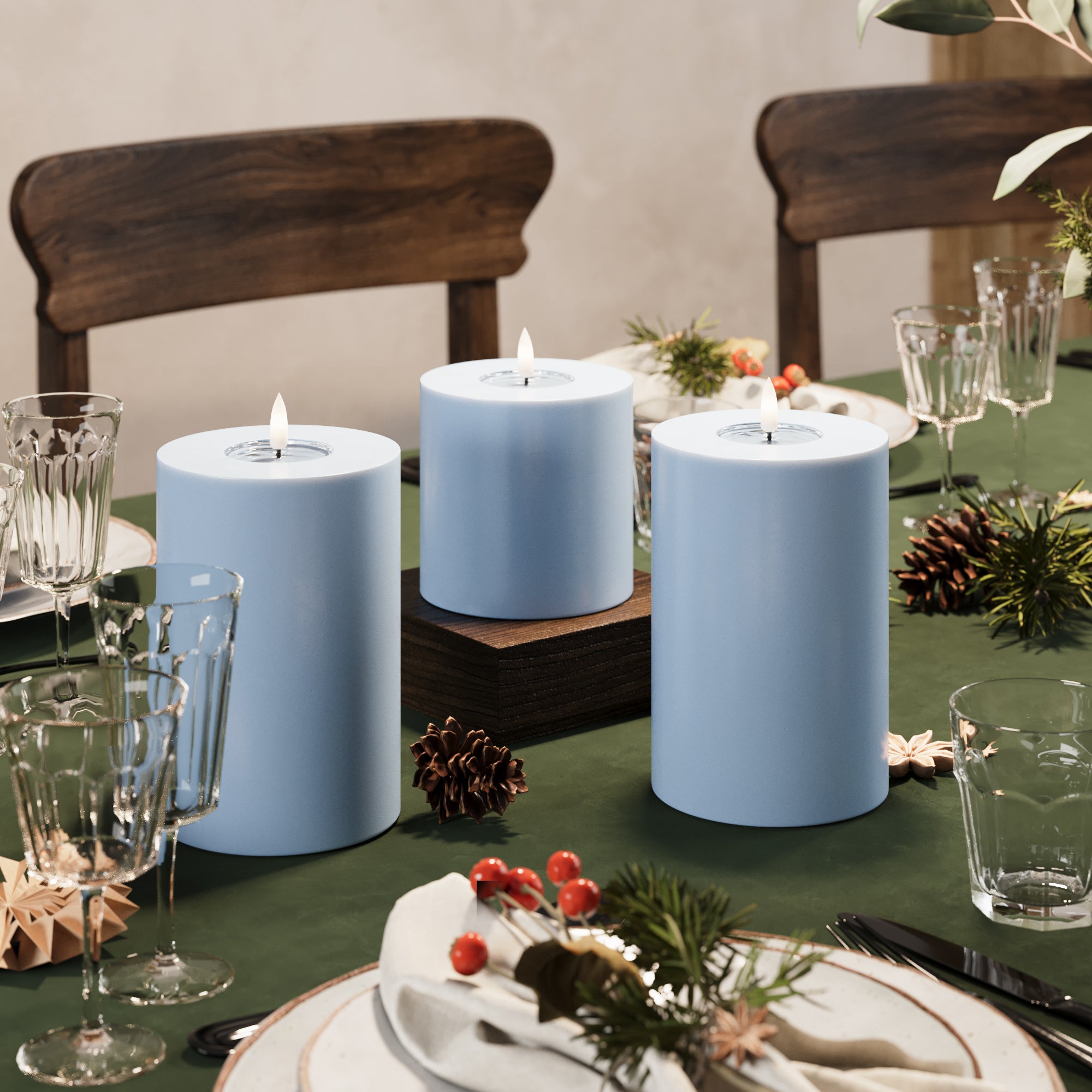 LED blokové světlo Ø 10 x 10 + 15 + 20 cm Ledově modrá