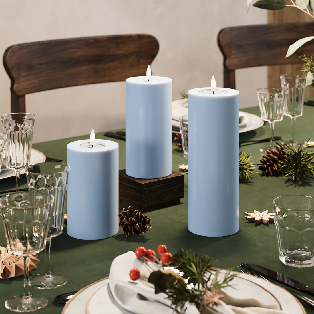 LED blokové svetlo Ø 7,5 x 12,5 + 15 + 20 Ľadovo modrá