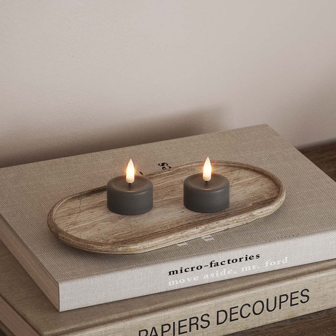 Deluxe Homeart LED Fyrfadslys 2 stk. Grå LED fyrfadslys 4