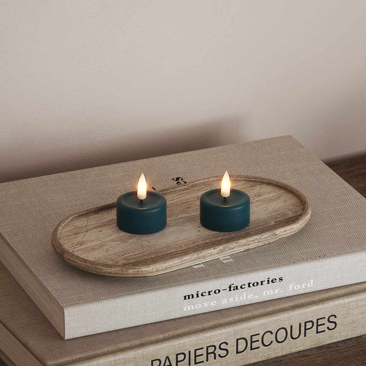 Deluxe Homeart LEDs Vela de chá 2 peças Azul petróleo LEDs Vela de chá 3