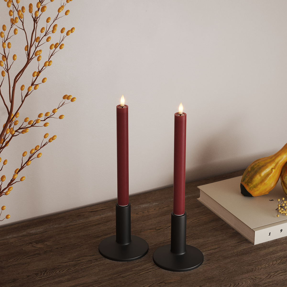 Deluxe Homeart LED φωτιστικό κορώνας 2 τμχ, Ø 2 x 24 cm Μπορντό Φως κορώνας LED 3