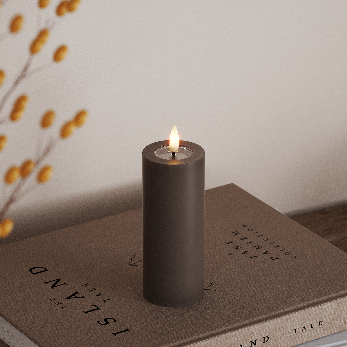 Deluxe Homeart Φωτιστικό μπλοκ LED Ø 5 x 12,5 cm Μόκα Φως μπλοκ LED 3