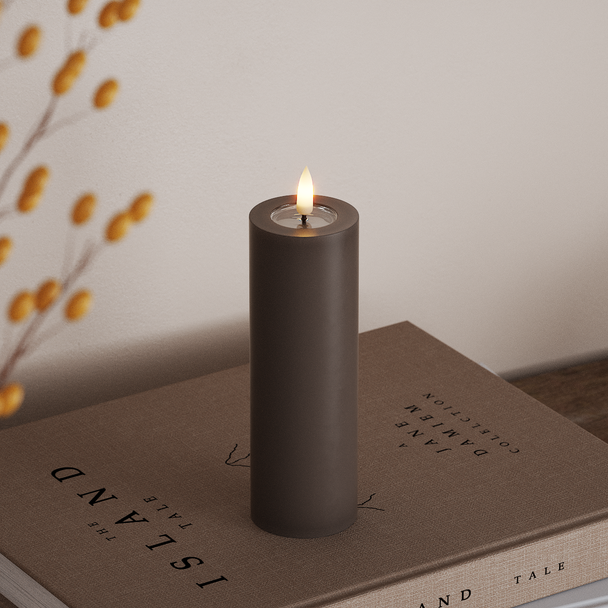 Deluxe Homeart Φωτιστικό μπλοκ LED Ø 5 x 15 cm Μόκα Φως μπλοκ LED 3