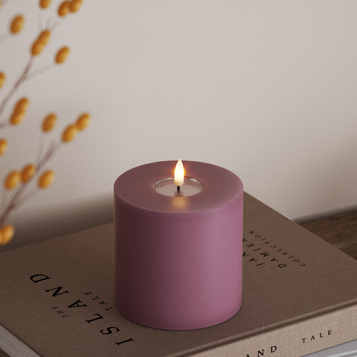 Deluxe Homeart Φωτιστικό μπλοκ LED Ø 10 x 10 cm Ανοιχτό μωβ Φως μπλοκ LED 3