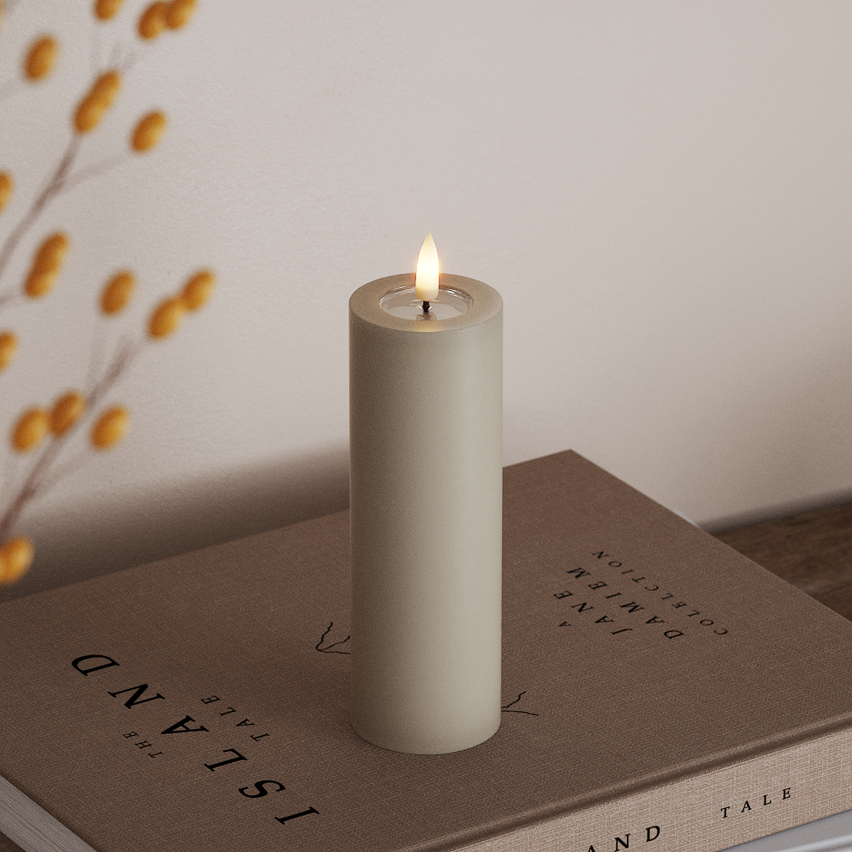 Deluxe Homeart Φωτιστικό μπλοκ LED Ø 5 x 15 cm Άμμος Φως μπλοκ LED 3