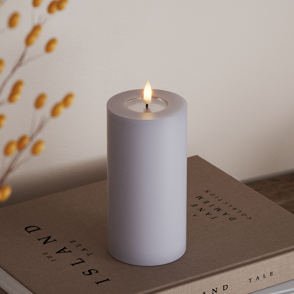 Deluxe Homeart LEDs Vela pilar Ø 7,5 x 15 cm Azul empoeirado LEDs Vela pilar 3