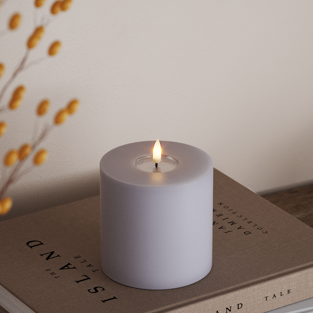 Deluxe Homeart Φωτιστικό μπλοκ LED Ø 10 x 10 cm Ξεθωριασμένο μπλε Φως μπλοκ LED 3