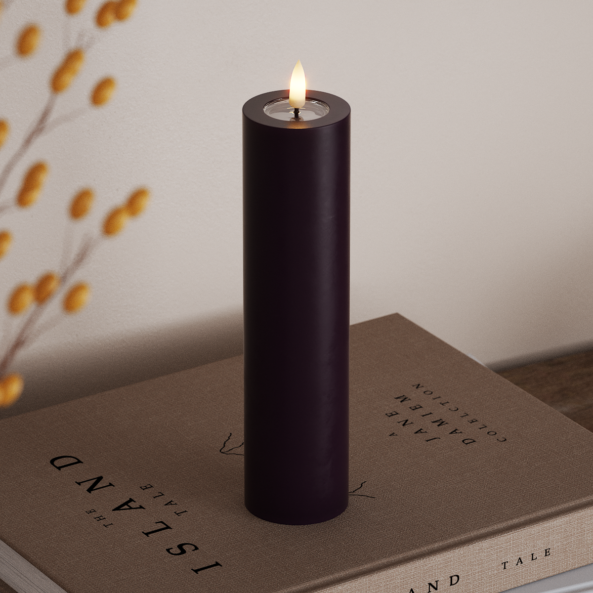 Deluxe Homeart Φωτιστικό μπλοκ LED Ø 5 x 20 cm Σκούρο μωβ Φως μπλοκ LED 3