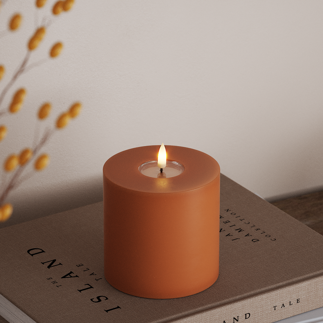 Deluxe Homeart LED Blockljus Ø 10 x 10 cm Orange LED Blockljus 4