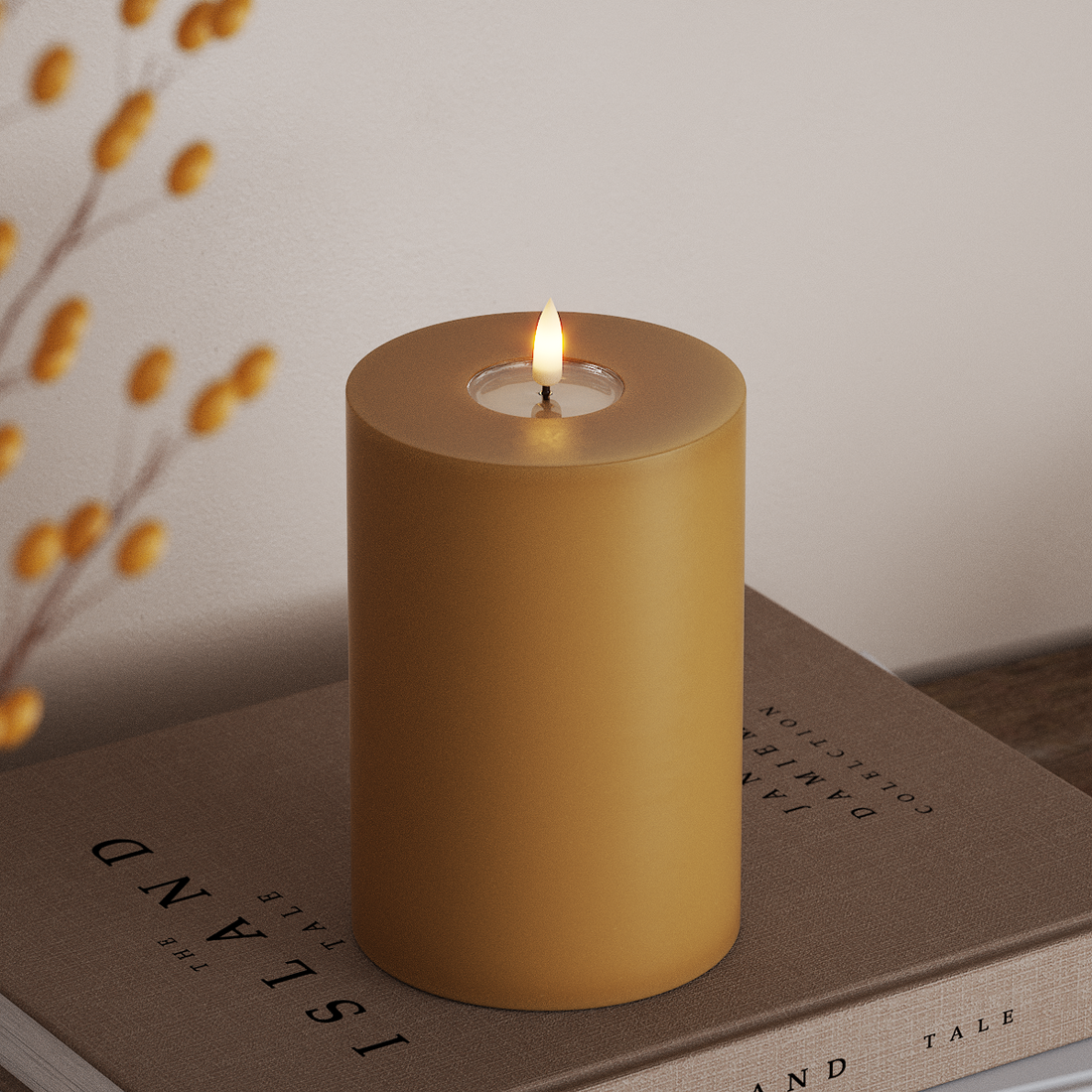 Deluxe Homeart LED Blockljus Ø 10 x 15 cm Curry LED Blockljus 4