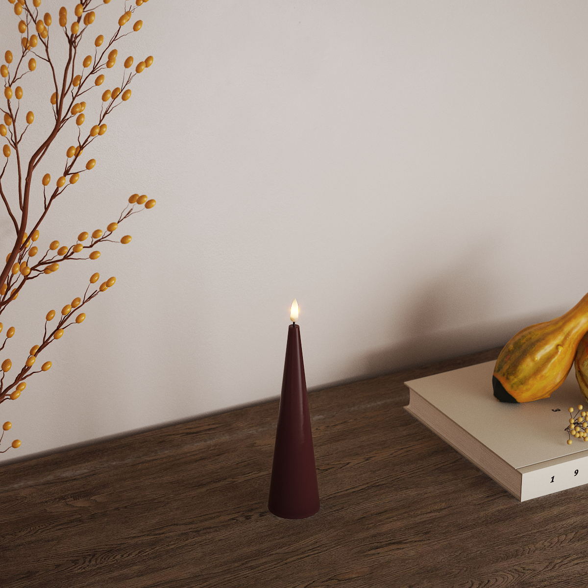 Deluxe Homeart Luz cônica D 5 x A 20 cm Bordeaux LEDs Vela cónica 3