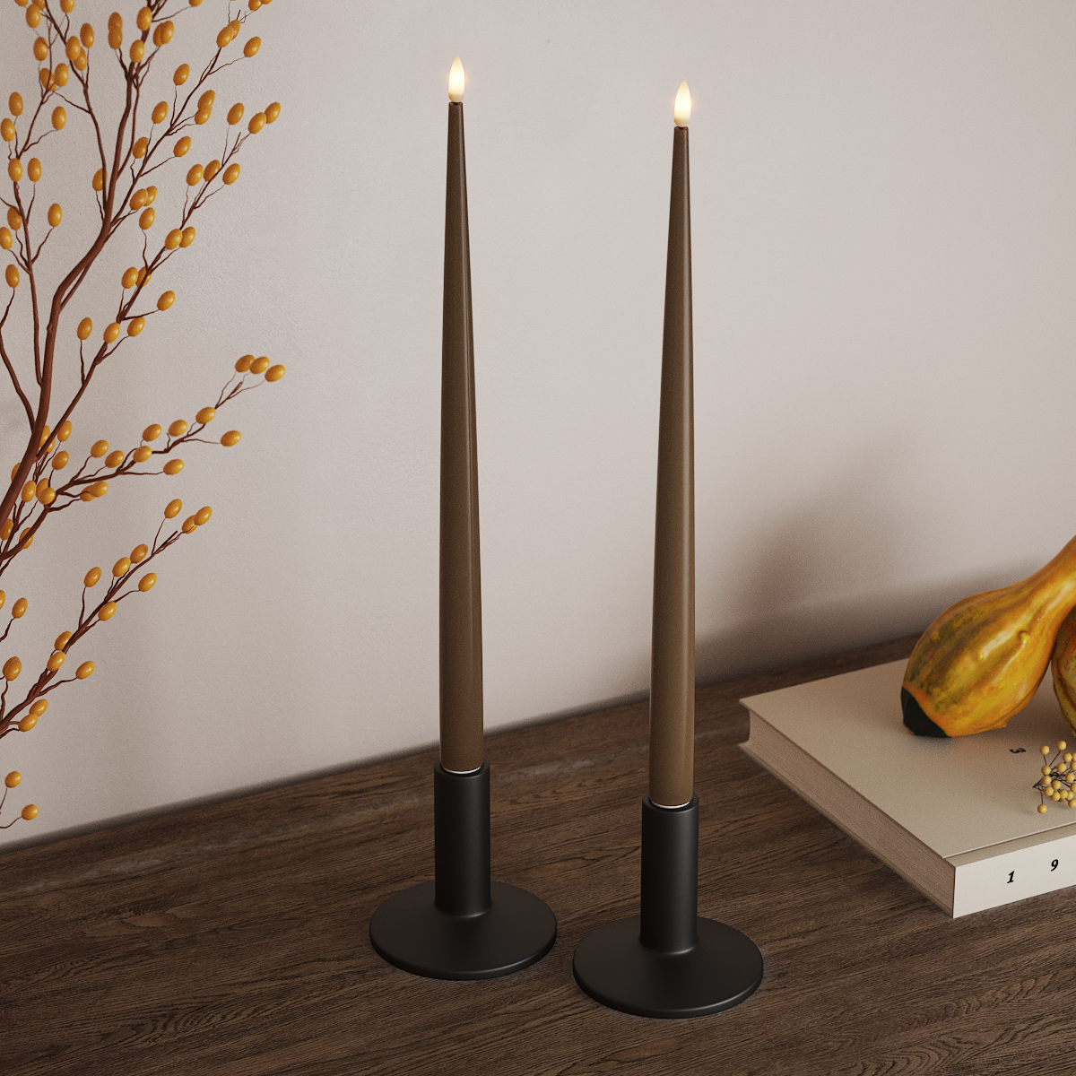 Deluxe Homeart LED svetlo na sviečku s lakom, 2 ks 38 cm Karamelová LED svetlo sviečky 3