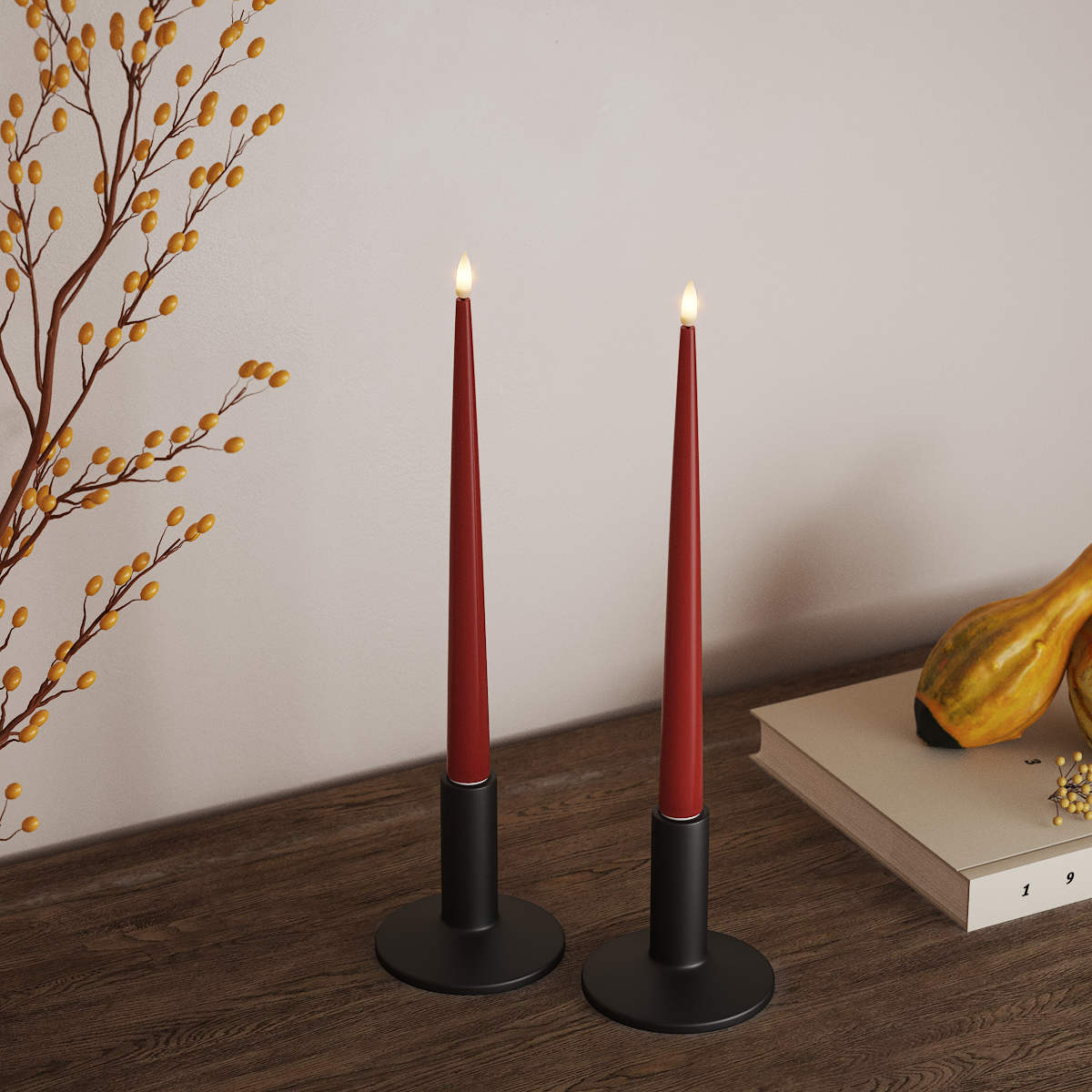 Deluxe Homeart LED Ljus Med Lack med Lack, 2 st 28 cm Röd LED Ljus Med Lack 3