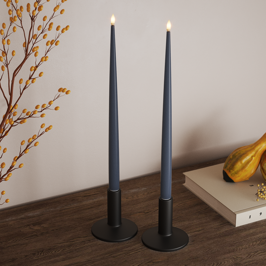 Deluxe Homeart LED svetlo na sviečku s lakom, 2 ks 38 cm Ľadovo modrá LED svetlo sviečky 4