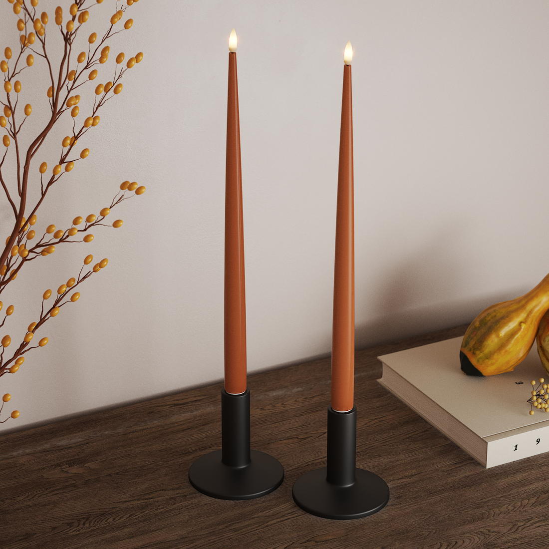 Deluxe Homeart LED Ljus Med Lack med Lack, 2 st 38 cm Orange LED Ljus Med Lack 4