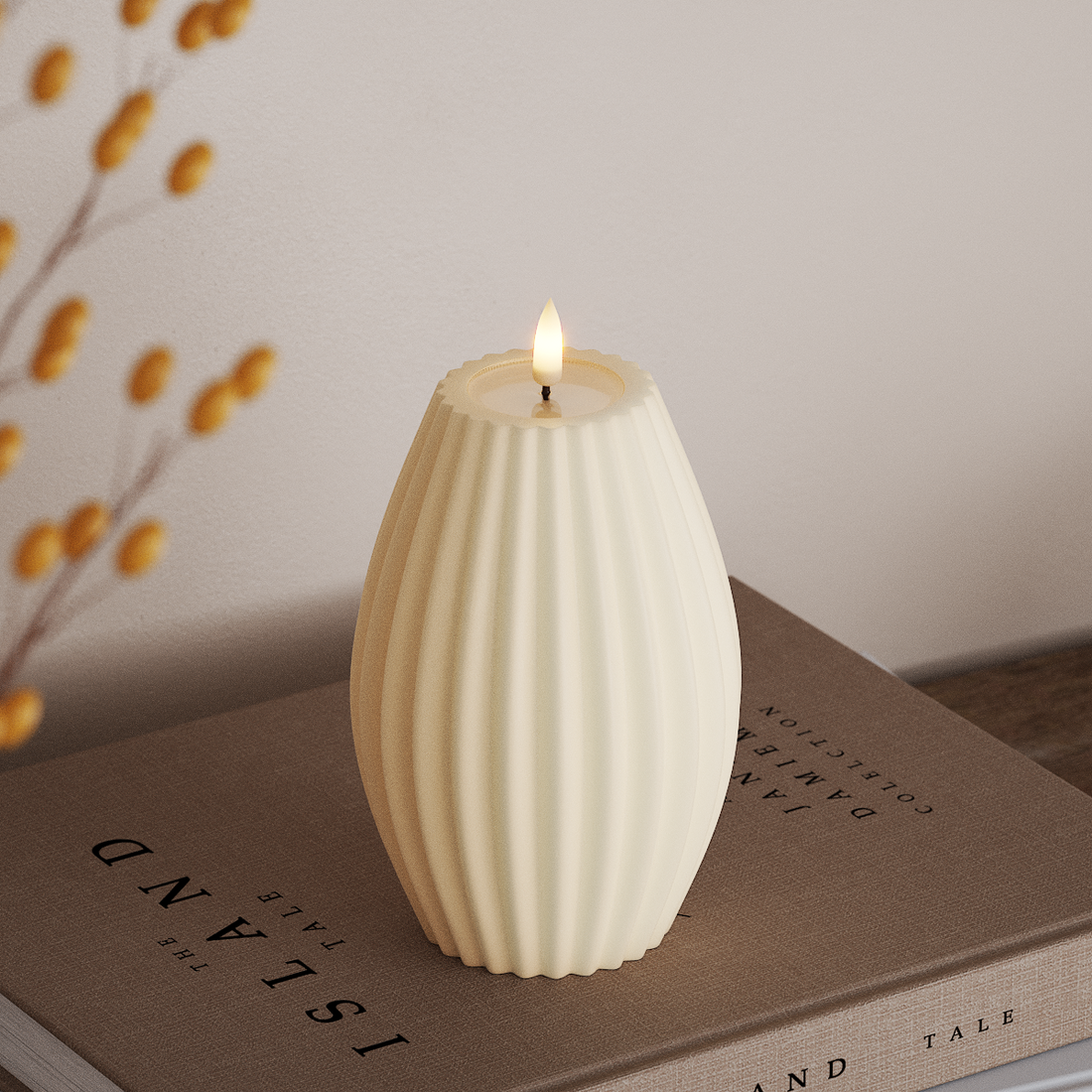 Deluxe Homeart LED Rillelys D 10 x H 15 cm Cream LED rillelys 4