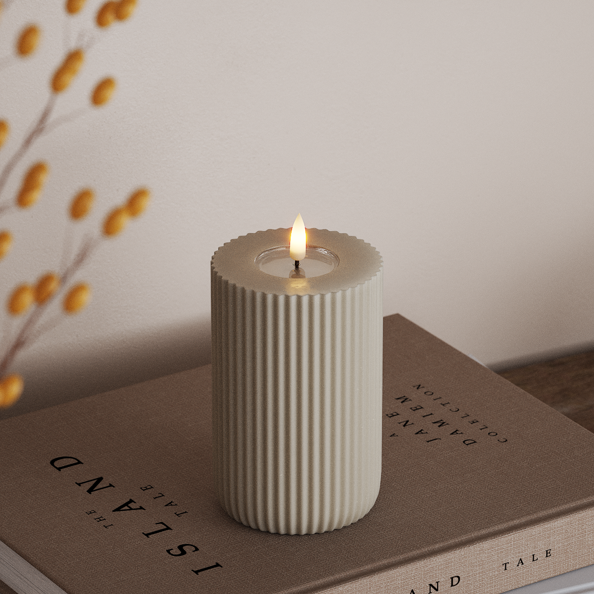 Deluxe Homeart Solid Stripe LED Block Light Ø 8 X 12,5 cm Άμμος Σχήμα LED 3