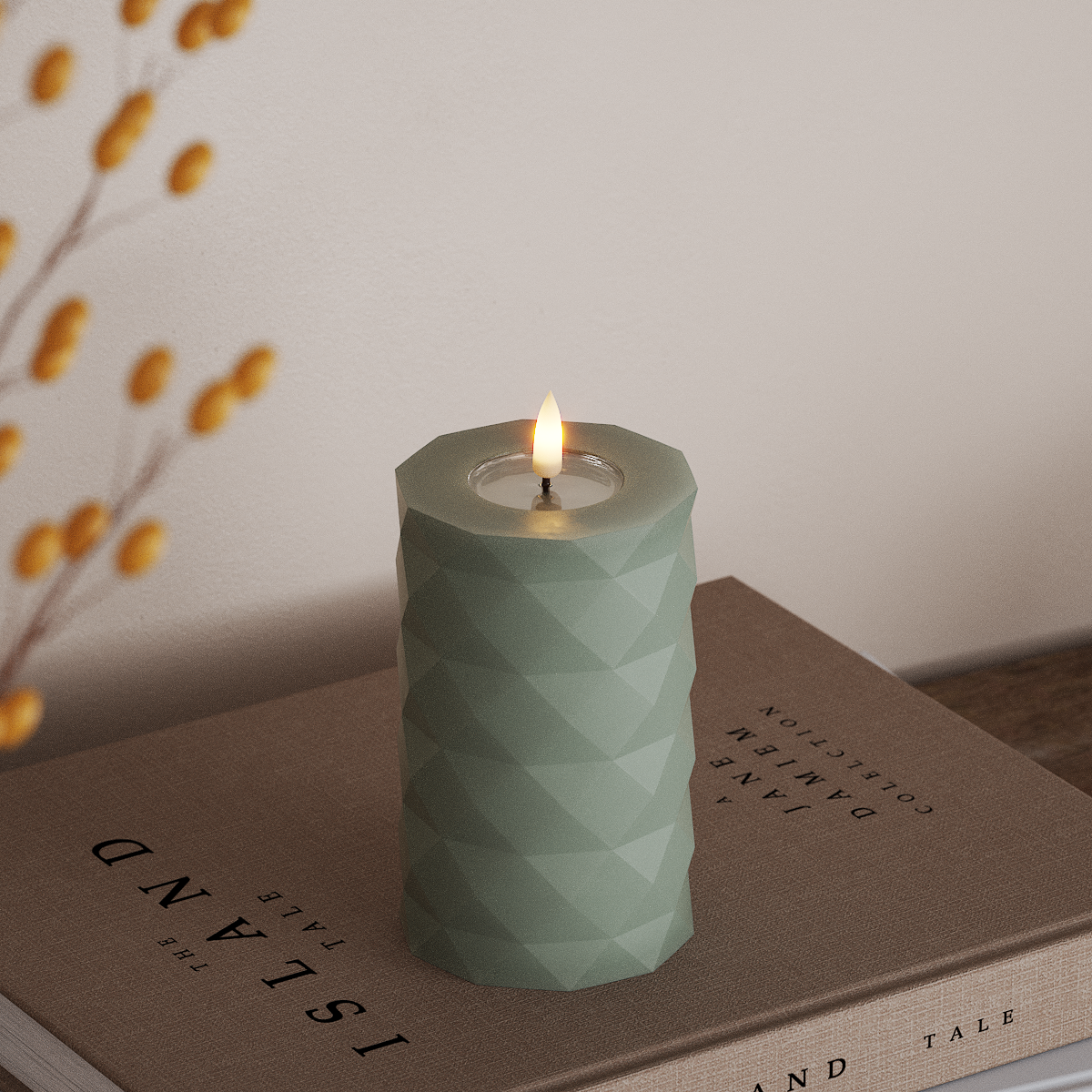 Deluxe Homeart Square LED blokové svetlo Ø 7,5 x 12,5 cm Šalviovozelená LED diódy Square 3