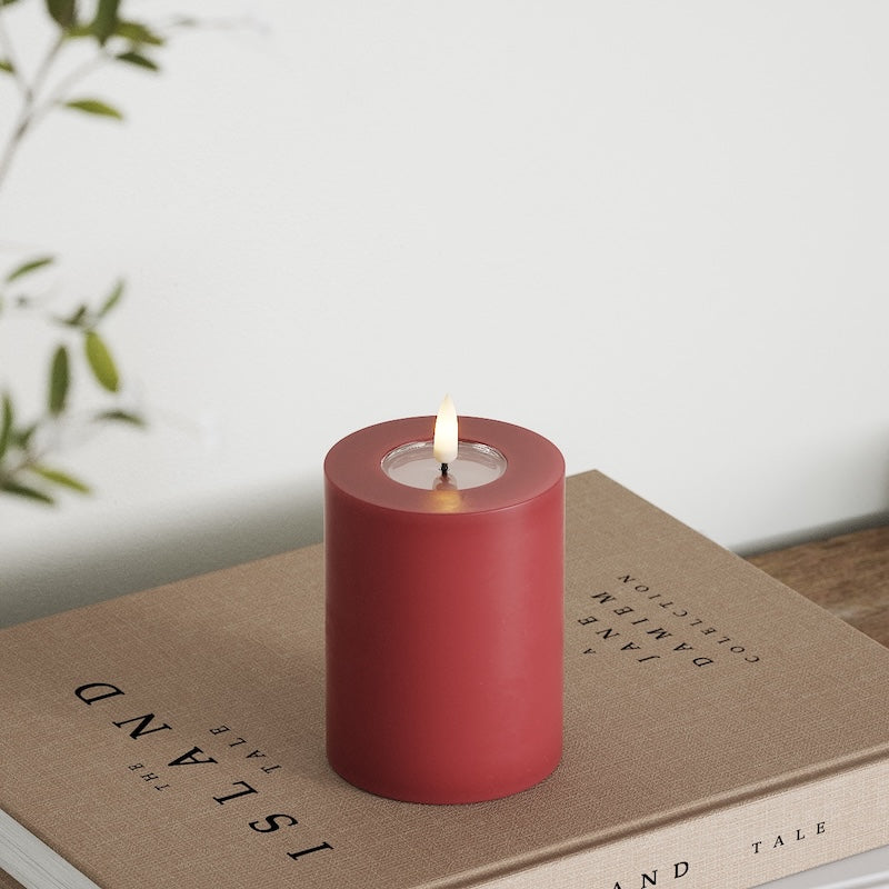 Deluxe Homeart Φωτιστικό μπλοκ LED Ø 7,5 x 10 cm Μπορντό