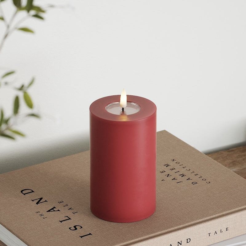 Deluxe Homeart LEDs Vela pilar Ø 7,5 x 12,5 cm Bordeaux