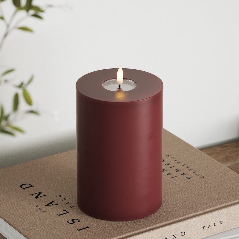 Deluxe Homeart LEDs Vela pilar Ø10x15cm Borgonha