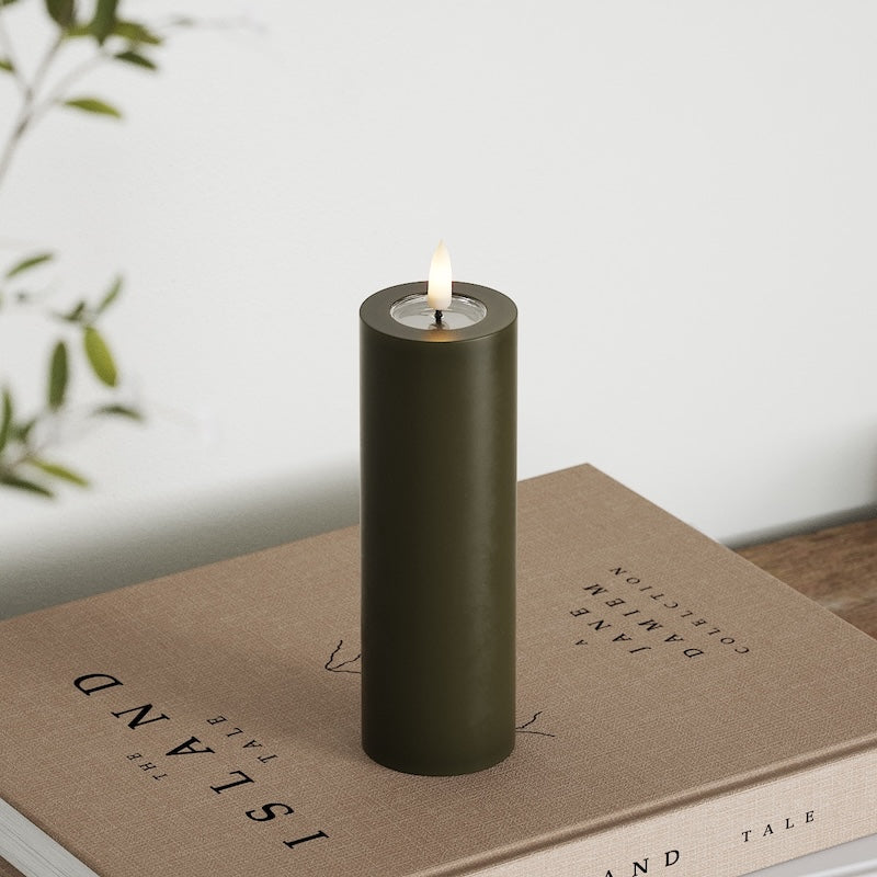 Deluxe Homeart LED Blokklys Ø 5 x 15 cm Mørkegrønn