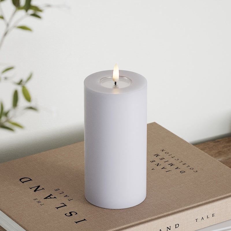 Deluxe Homeart LEDs Vela pilar Ø 7,5 x 15 cm Azul empoeirado