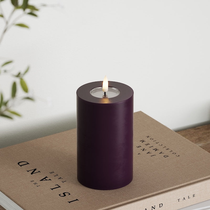 Deluxe Homeart LED Stompkaarsen Ø 7,5 x 12,5 cm Donkerpaars