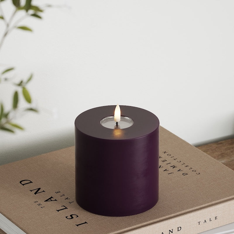 Deluxe Homeart Φωτιστικό μπλοκ LED Ø 10 x 10 cm Σκούρο μωβ