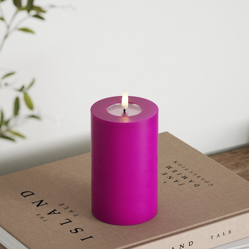 Deluxe Homeart LED Bloklys Ø 7,5 x 12,5 cm Violet