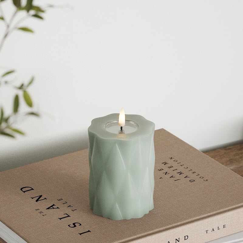 Deluxe Homeart Harlequin Φωτιστικό μπλοκ LED Ø 7,5 x 10 cm Φασκόμηλο πράσινο