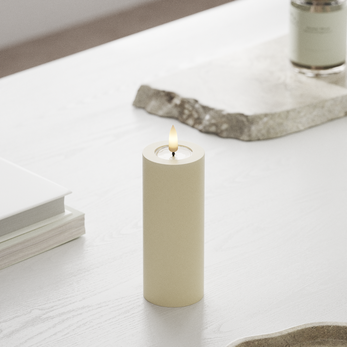 Deluxe Homeart Φωτιστικό μπλοκ LED Ø 5 x 12,5 cm Κρεμ Φως μπλοκ LED 1