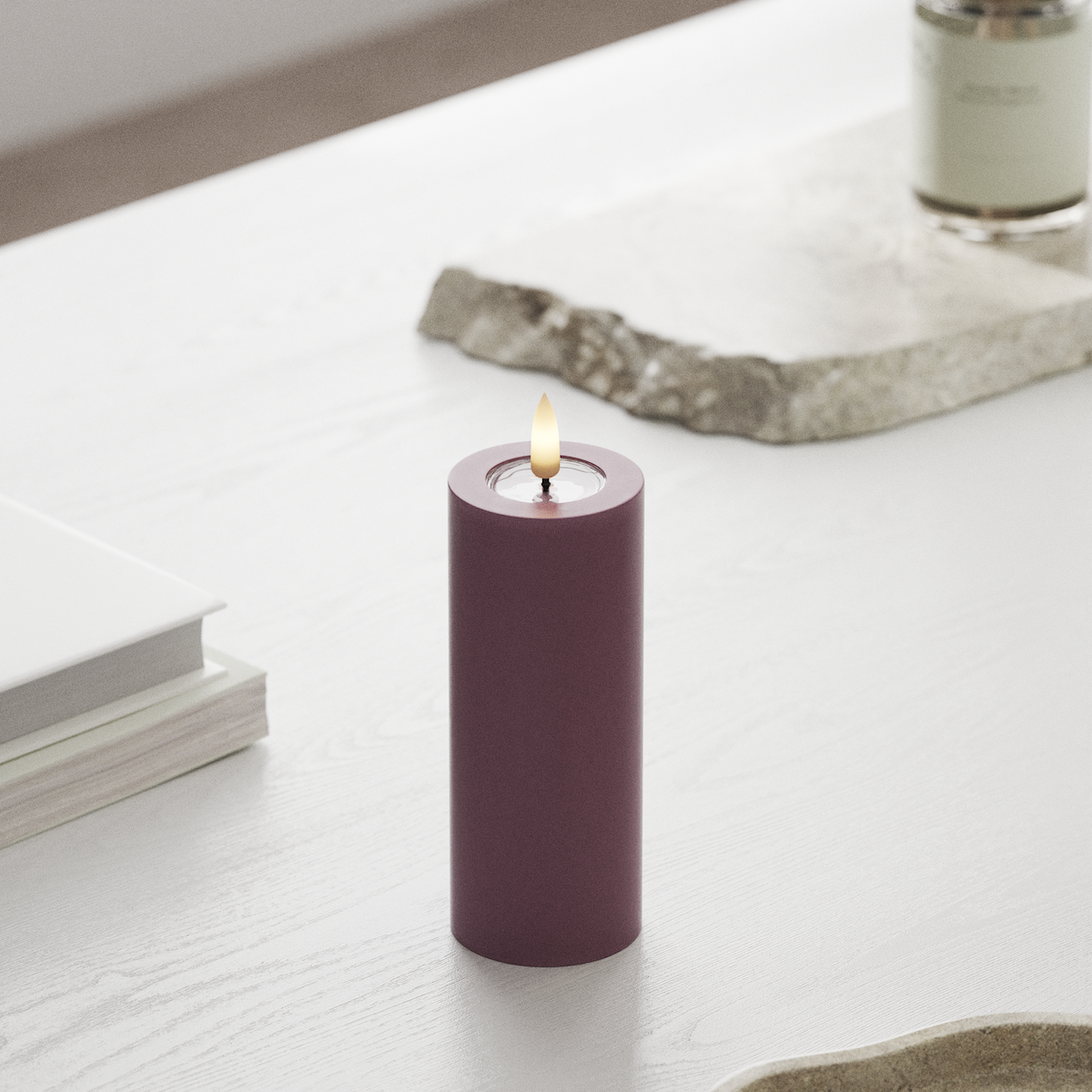 Deluxe Homeart Φωτιστικό μπλοκ LED Ø 5 x 12,5 cm Ανοιχτό μωβ Φως μπλοκ LED 1