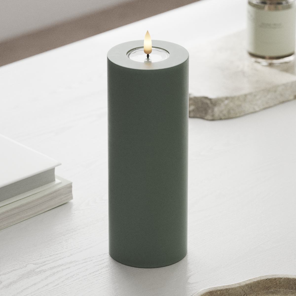 Deluxe Homeart Φωτιστικό μπλοκ LED Ø 7,5 x 20 cm Φασκόμηλο πράσινο Φως μπλοκ LED 1