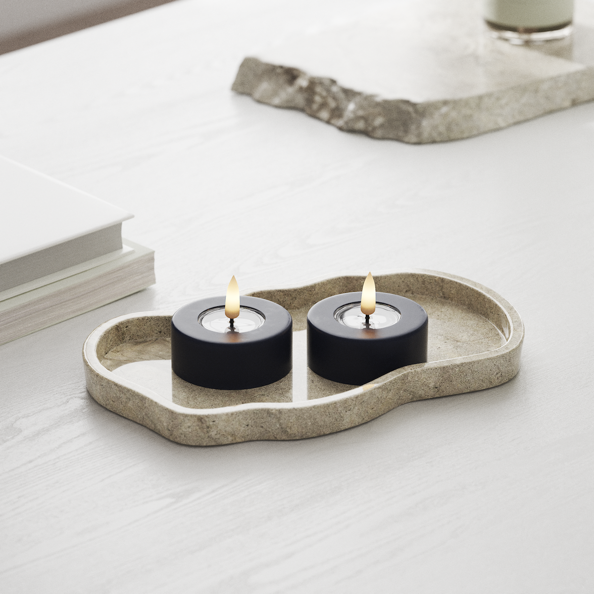 Deluxe Homeart Jumbo LED Vela de chá 2 peças grandes Azul real Jumbo LED Vela de chá 1