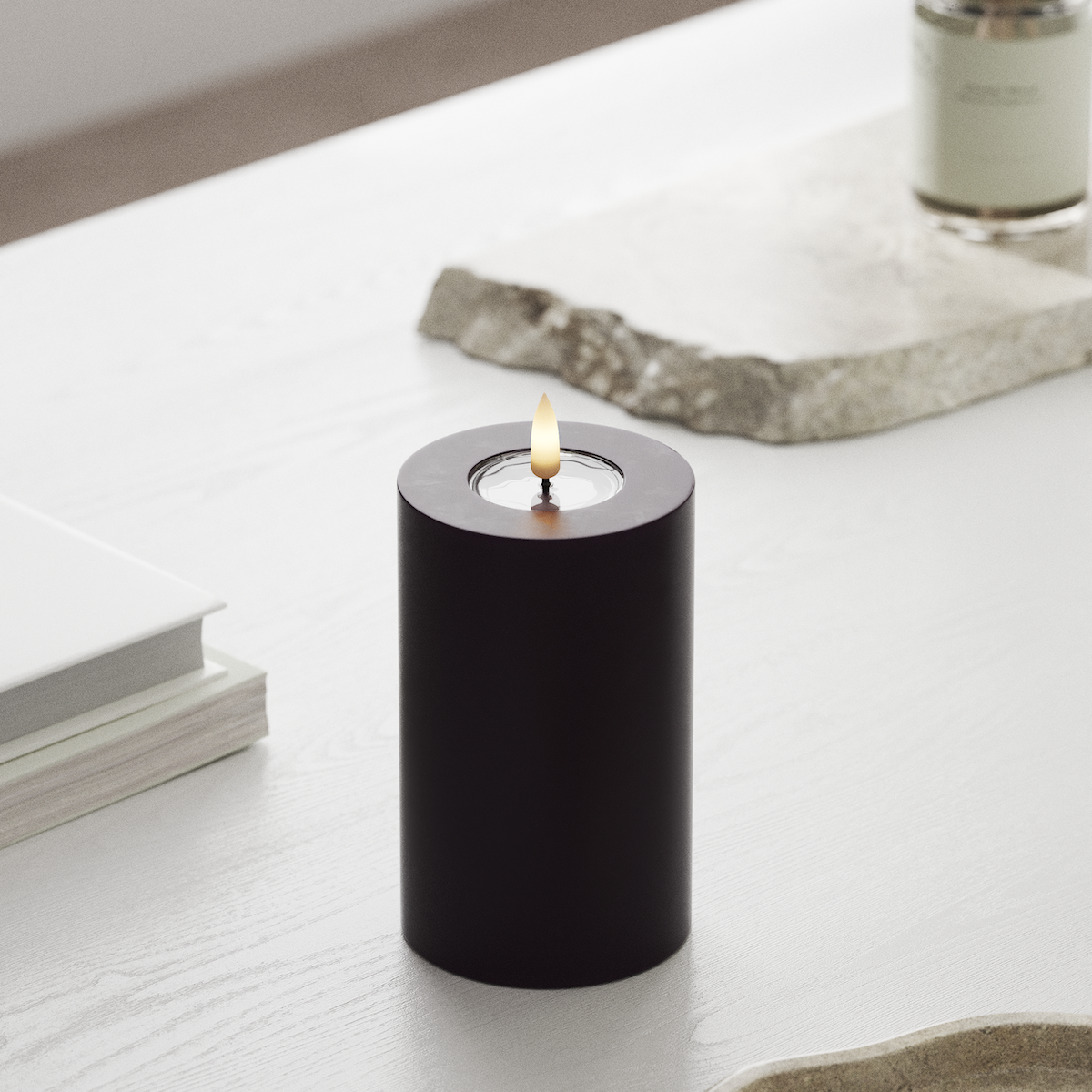 Deluxe Homeart LED Stompkaarsen Ø 7,5 x 12,5 cm Donkerpaars LED Stompkaarsen 1