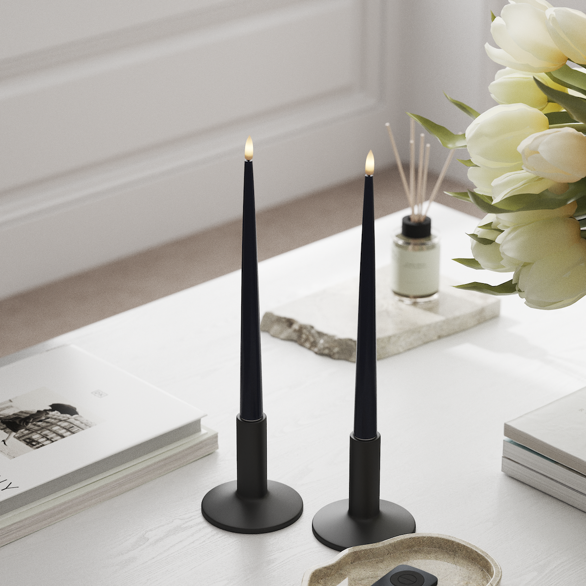 Deluxe Homeart LED Ljus Med Lack med Lack, 2 st 28 cm Kungsblå LED Ljus Med Lack 1